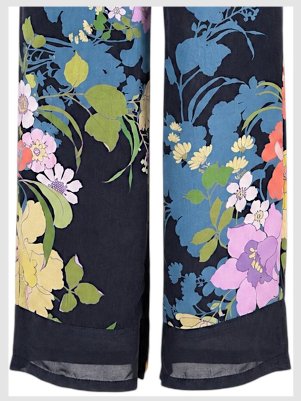 Johnny Was FUBU Pants Black Multicolor Floral Wide Leg Size S - Picture 4 of 8